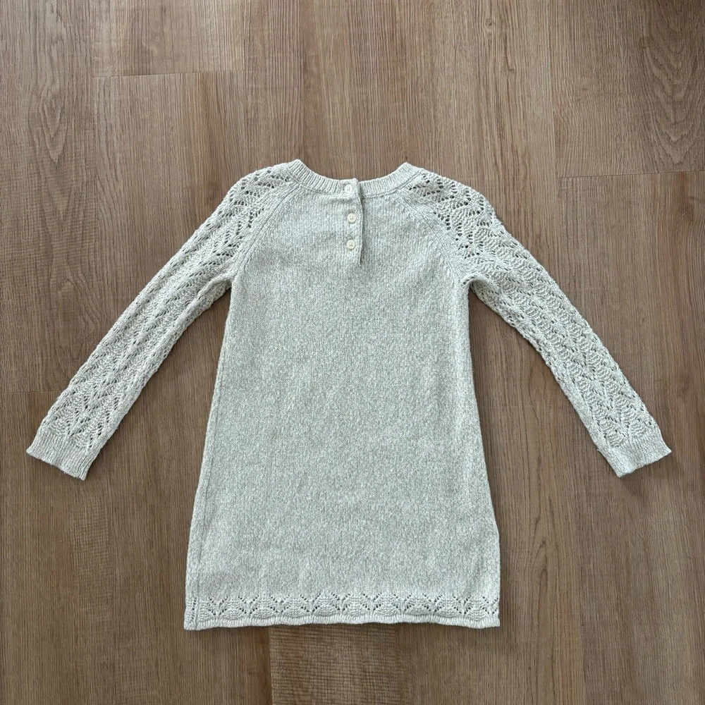 OshKosh B'gosh Cream Sweater Dress with Knit Detailing and Gold Sparkle - Picture 2 of 4